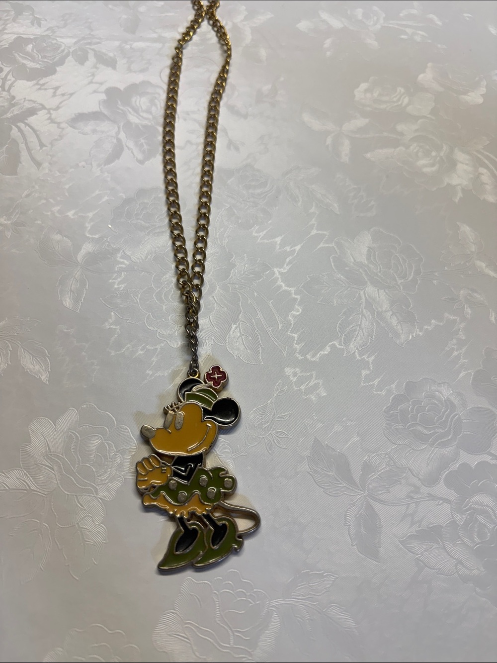 Cute Minnie Mouse Enamel Pendant Necklace - Yellow, Green